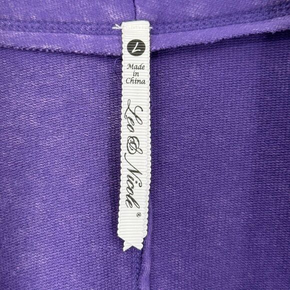 Leo & Nicole Purple Wash Draped Open-Front Cardigan Top Knit Sleeves Women Large - Picture 5 of 7